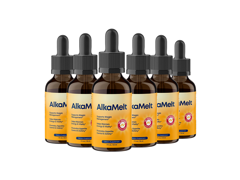 Six bottles of AlkaMelt liquid supplement